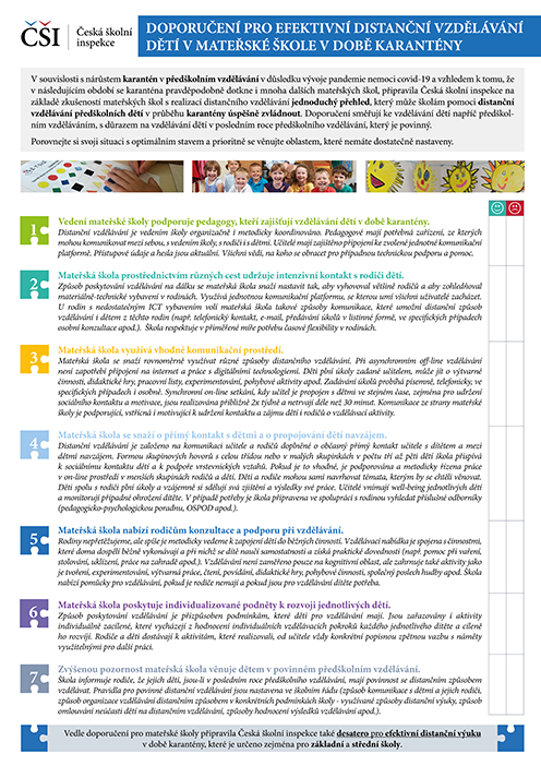 Doporučení pro efektivní distanční vzdělávání dětí v mateřské škole v době karantény