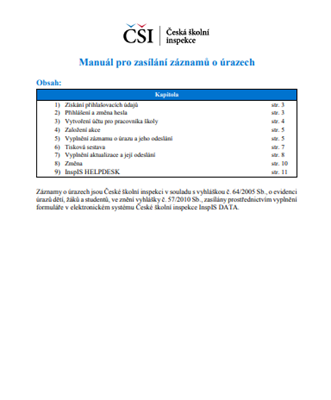 Změna v zasílání záznamů o úrazech České školní inspekci